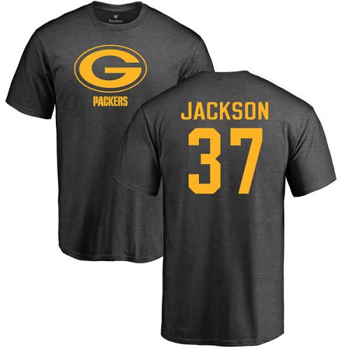 Men Green Bay Packers Ash #37 Jackson Josh One Color Nike NFL T Shirt->green bay packers->NFL Jersey